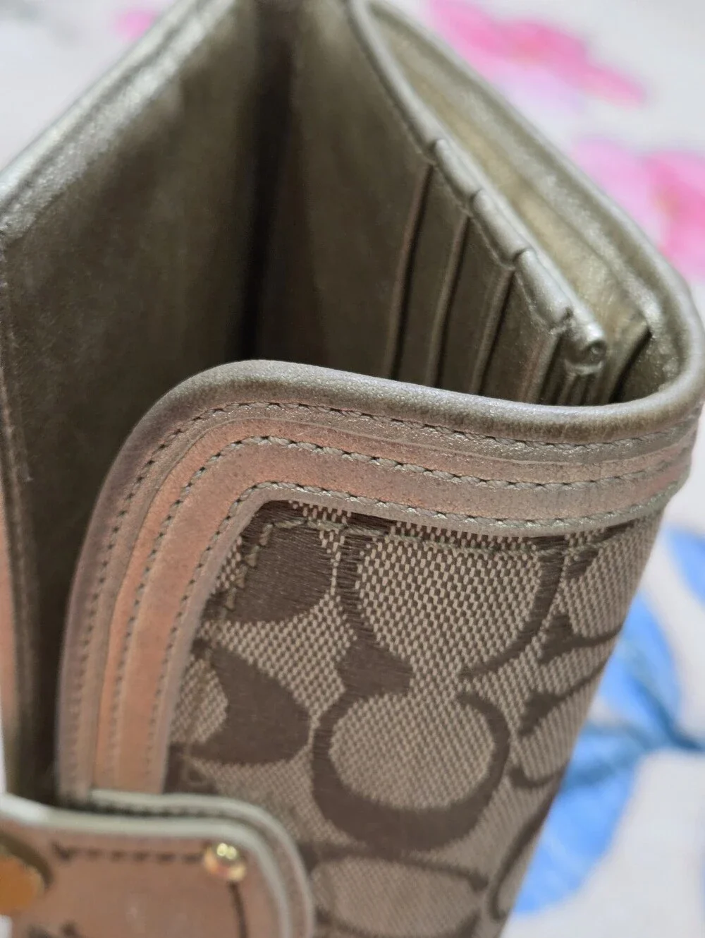 Coach Legacy Signature Jacquard Canvas Turnlock Long Wallet